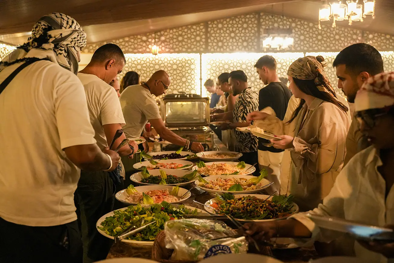 Dinner buffet at the desert camp