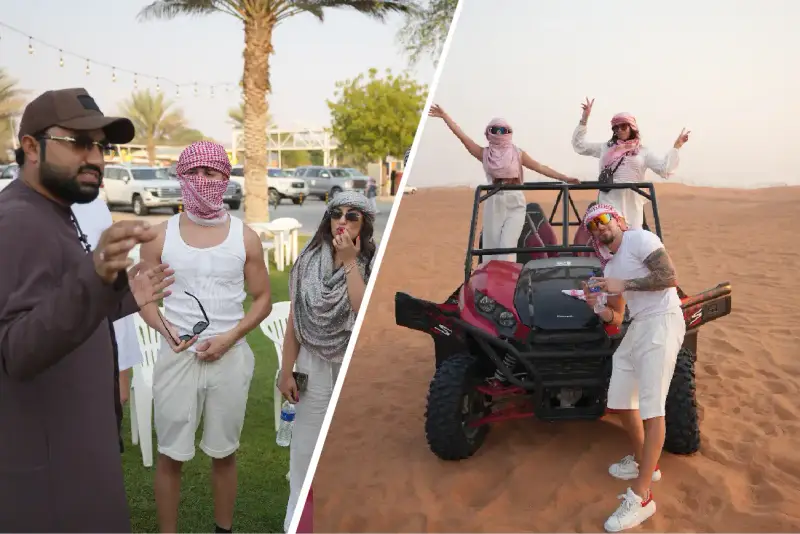 Guide briefing guests before their desert buggy ride